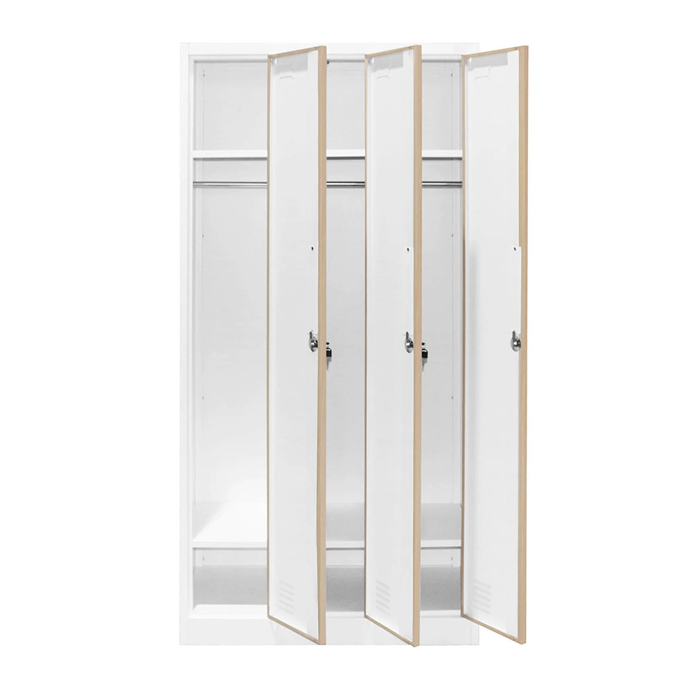 Троен метален гардероб RFG 900/400/1850 кехлибарен дъб-бяло